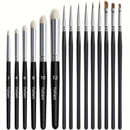 Paint Brush Set, Fine Detail Wood Handle Brushes for Miniature Art Painting, Acrylic, Watercolor - Micro Detailing & Drybrush