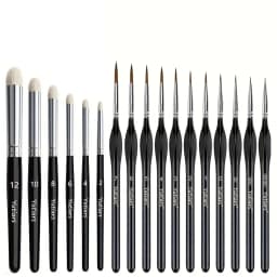 Paint Brush Set, Fine Detail Wood Handle Brushes for Miniature Art Painting, Acrylic, Watercolor - Micro Detailing & Drybrush