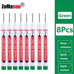 1-100Pcs 2cm Waterproof Long Head Markers Deep Hole Marker Pen for Metal Carpenter Red/Black/Blue/Green Ink Woodworking Tools