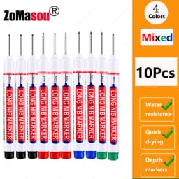 1-100Pcs 2cm Waterproof Long Head Markers Deep Hole Marker Pen for Metal Carpenter Red/Black/Blue/Green Ink Woodworking Tools