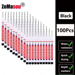 1-100Pcs 2cm Waterproof Long Head Markers Deep Hole Marker Pen for Metal Carpenter Red/Black/Blue/Green Ink Woodworking Tools