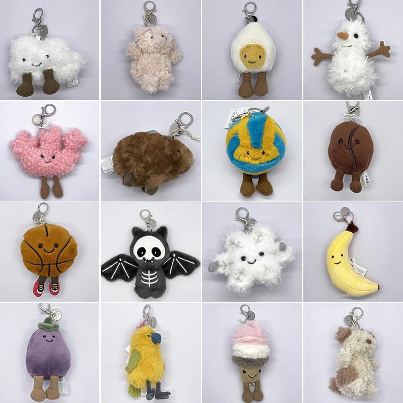 Sky Dragon Pendant Marshmallow Plush Keychain Cherry Plush Keychain Golf Series Plush Toy Backpack Charm Halloween Gift
