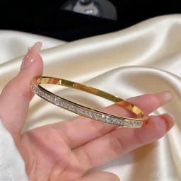 Luxury Gold Plated Stainless Steel Bangle Bracelet for Women Fashion Jewelry Accessory Mother's Day Gift 