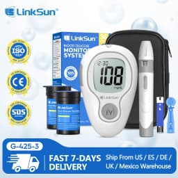 LinkSun Blood Glucose Meter G-425-3 Glucometer No Code for Diabetes Test 10/50/100pcs Strips Lancets Medical Blood Sugar MG/MMOL