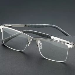 Men's Half-frame Business Reading Glasses Anti-blue Light Anti-fatigue Metal Frame Presbyopia Glasses +1.0 To +4.0