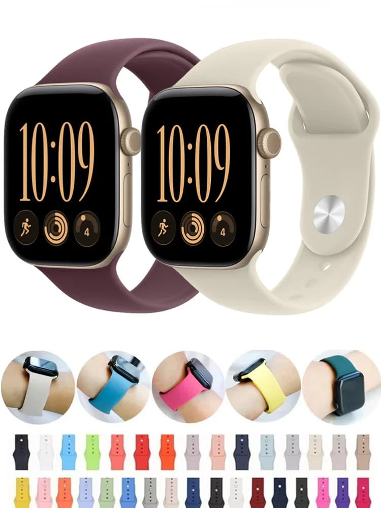 Straps For Apple Watch Bands 44mm 40mm 45mm 41mm 49mm 46mm 42mm Correa Silicone Bracelet iwatch Series 12 11 10 8 SE 9 Ultra 3 4