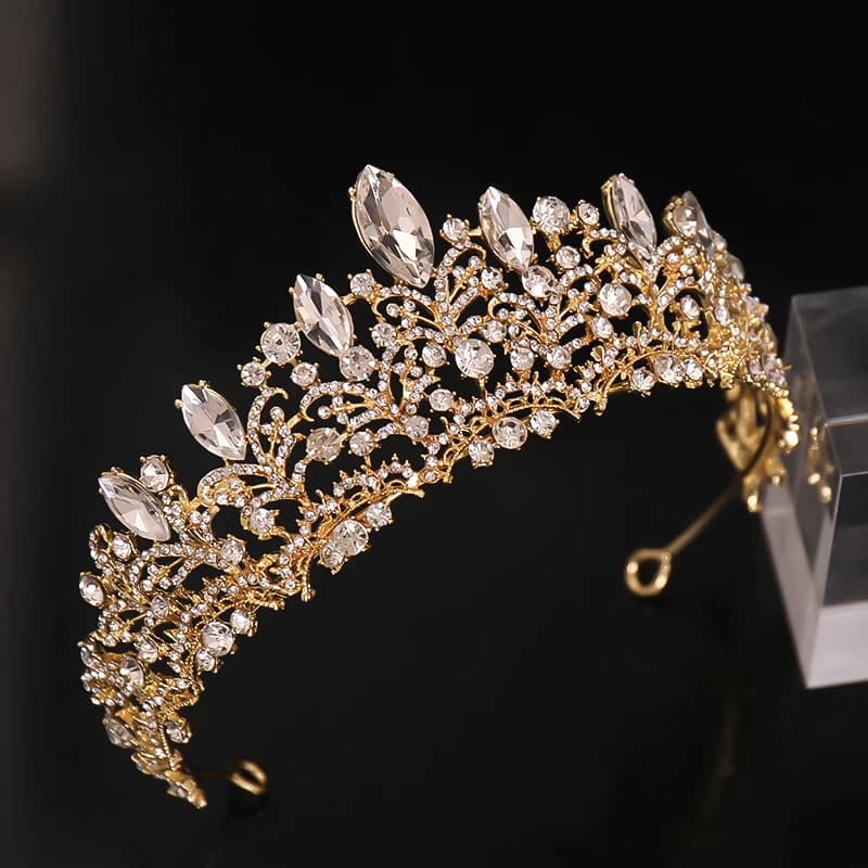Glod Luxury Wedding Crown for Bride Rhinestone Hair Jewelry Gifts Tiaras Crystal Hair Accessories Women Headband Bridal Headwear
