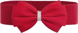 Women's Elastic Bow Belt Wide Rhinestone Stretch Belts Ladies Waist Accessories for Dress Jeans