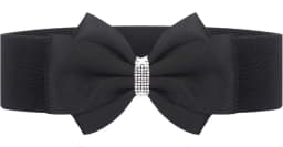 Women's Elastic Bow Belt Wide Rhinestone Stretch Belts Ladies Waist Accessories for Dress Jeans
