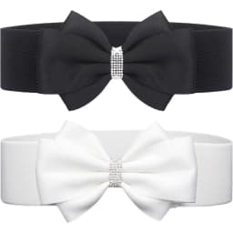 Women's Elastic Bow Belt Wide Rhinestone Stretch Belts Ladies Waist Accessories for Dress Jeans
