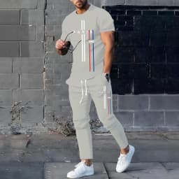 2024 Summer New Fashionable Men's Football Sportswear T-shirt Pants Set Casual Short Sleeve Set Jogging Fitness Clothing