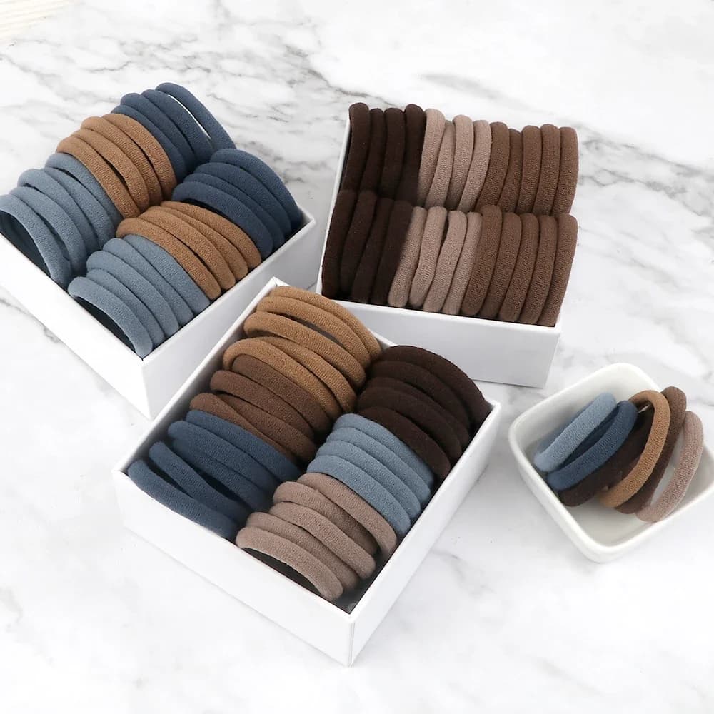50/100 Pcs Black Gray Large Hair Bands for Women Seamless Ponytail Fashion Pure Headbands Hair Accessories Headband Hair Bands