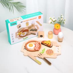 Wooden Kitchen Pretend Play Set Montessori Simulation Plates Dishes Accessories Kitchen Playset Toy for Toddlers Gifts Ages 3+