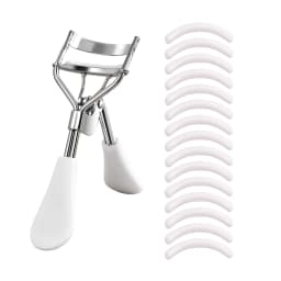 Portable Eyelash Curler with 15 Silicone Pads and Stainless Steel Eyelash Curler, Used for Eyelash Extensions and Curling Tools
