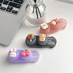 Cute Cartoon Contact Lens Case Women Girls Plastics Myopia Companion Box Simple Cosmetic Contact Lens Box Storage Box