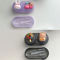 Cute Cartoon Contact Lens Case Women Girls Plastics Myopia Companion Box Simple Cosmetic Contact Lens Box Storage Box