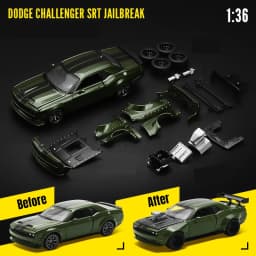 CCA COOL CHIC AUTO 1/36 Dodge Challenger SRT Hellcat Assembled Modified Toy Car Model Diecast Alloy Miniature Collection Gift