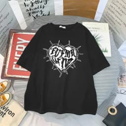 Y2k Fashion Goth Vintage Print T-shirt Women Harajuku Streetwear Dark Gothic Emo Alt Short Sleeve O-neck Loose Black Tee Tops