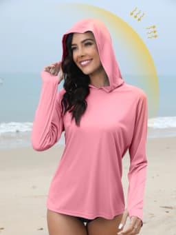 Women's Sunscreen Hoodie with Thumb Buckle and Hidden Ponytail Hole, Outdoor Running Fitness Sports, Leisure Sunscreen T-shirt