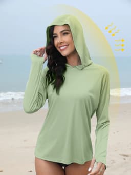 Women's Sunscreen Hoodie with Thumb Buckle and Hidden Ponytail Hole, Outdoor Running Fitness Sports, Leisure Sunscreen T-shirt