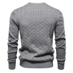 AIOPESON Mens Giraffe Embroidery Cotton Sweaters Round Neck Classic Twist Patterned Pullover Knitted Sweater for Men