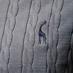 AIOPESON Mens Giraffe Embroidery Cotton Sweaters Round Neck Classic Twist Patterned Pullover Knitted Sweater for Men