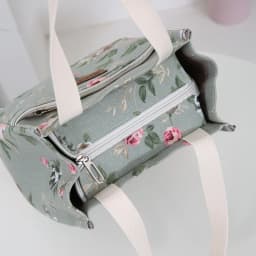 New Canvas Flower Printed Fabric Handbag, Work Portable Multi-Pocket Zipper Semi-Closed Daily Clutter Storage Bag, Bento Bag