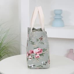 New Canvas Flower Printed Fabric Handbag, Work Portable Multi-Pocket Zipper Semi-Closed Daily Clutter Storage Bag, Bento Bag