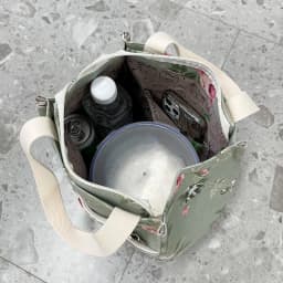 New Canvas Flower Printed Fabric Handbag, Work Portable Multi-Pocket Zipper Semi-Closed Daily Clutter Storage Bag, Bento Bag