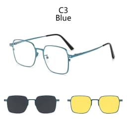 3 in1 Square Frame Magnetic Clip Myopia Sunglasses Glasses Women Men Polarized Prescription Optical Big Frame Eyeglasses