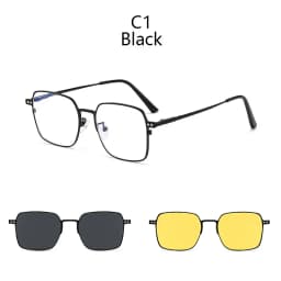 3 in1 Square Frame Magnetic Clip Myopia Sunglasses Glasses Women Men Polarized Prescription Optical Big Frame Eyeglasses