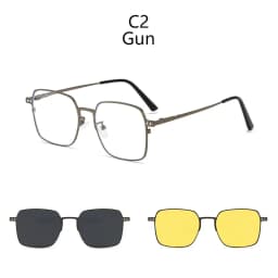3 in1 Square Frame Magnetic Clip Myopia Sunglasses Glasses Women Men Polarized Prescription Optical Big Frame Eyeglasses