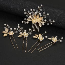 5 Pcs Handmade Flower Pearls Hair Combs With Leaves Hair pins Wedding Hair Accessories For Women Bride Crystal Headbands
