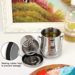 Paint Brush Cleaner and Holder - Airtight Stainless Steel Brush Washer for Painting with Removable Porous Filter (Medium)