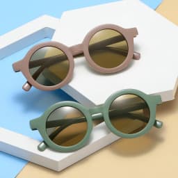 New Fashion Round Frame Candy Colored Sunglasses for Baby Retro Solid Color Round Convenience Glasses for Children