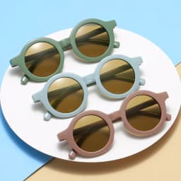 New Fashion Round Frame Candy Colored Sunglasses for Baby Retro Solid Color Round Convenience Glasses for Children