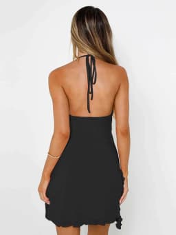Sexy V-Neck Hanging Neck Lace Backless Lace Up Dress Summer Bar Club Spicy Girl Women's Clothing 2024New Style