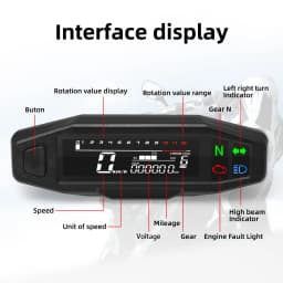 Motorcycle Speedometer Universal Digital Dashboard Instrument with Turn Signal Light Km/h Hour Meter Oil Gauge Tach Waterproof