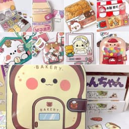 Colorful DIY Waffle Quiet Book Bread Paper Snack Bar Sticker Game. Handmade Toy Fried Chicken Cartoon Busy Book