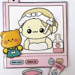 Colorful DIY Waffle Quiet Book Bread Paper Snack Bar Sticker Game. Handmade Toy Fried Chicken Cartoon Busy Book