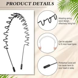 1/20pcs Unisex Black Elastic Non Slip Simple Metal Headbands For Men Women Wavy Hairband Spring Hair Hoop Hair Accessories