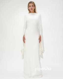Customized Chinese Style Jersey Pearl A-line Scoop Neck Long Dresses Prom Dresses Classic Exquisite Modern Style Pastrol Unisex