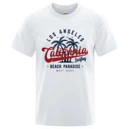 Los Angeles California Beach Paradise Men Tops Fashion Crewneck T Shirt Cotton Summer T-Shirt Breathable Oversize Clothing