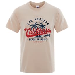 Los Angeles California Beach Paradise Men Tops Fashion Crewneck T Shirt Cotton Summer T-Shirt Breathable Oversize Clothing