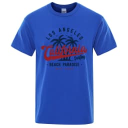 Los Angeles California Beach Paradise Men Tops Fashion Crewneck T Shirt Cotton Summer T-Shirt Breathable Oversize Clothing