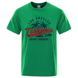Los Angeles California Beach Paradise Men Tops Fashion Crewneck T Shirt Cotton Summer T-Shirt Breathable Oversize Clothing