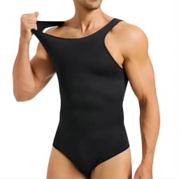 Men Shapewear Bodysuit Tummy Control Abdomen Compression Slimming Bodysuit Sleeveless Open Crotch Undershirt Full Body Shaper