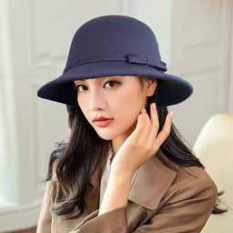 Autumn Winter Vintage Felt Fedora Hats Bowknot Dome Jazz Hat Soft Elegant Bucket Cap for Women
