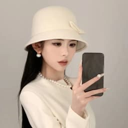 Autumn Winter Vintage Felt Fedora Hats Bowknot Dome Jazz Hat Soft Elegant Bucket Cap for Women