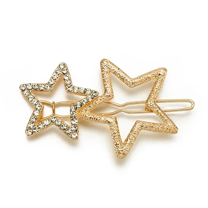 Fashion Star-shaped Hair Clips Beautiful Rhinestone Gold/Silver/Rose Gold Hair Clips Girl's Hair Accessories